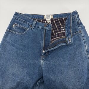 LL Bean Natural Fit Jeans Mens 32x29 Blue Solid Cotton Flannel Lined Denim